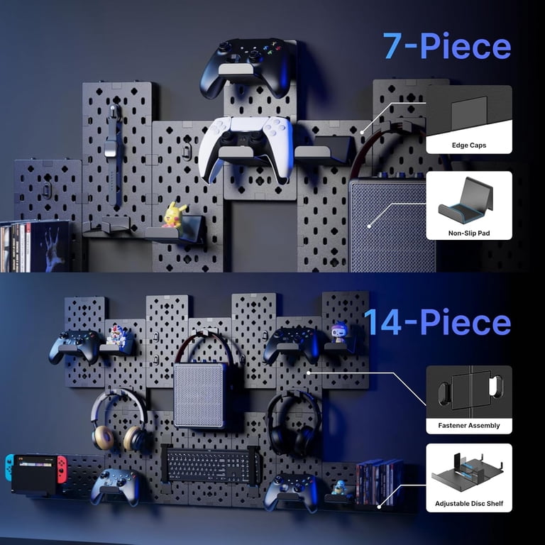 PEGZONE Controller and Headphone Holder Wall Mount, Modular Gaming