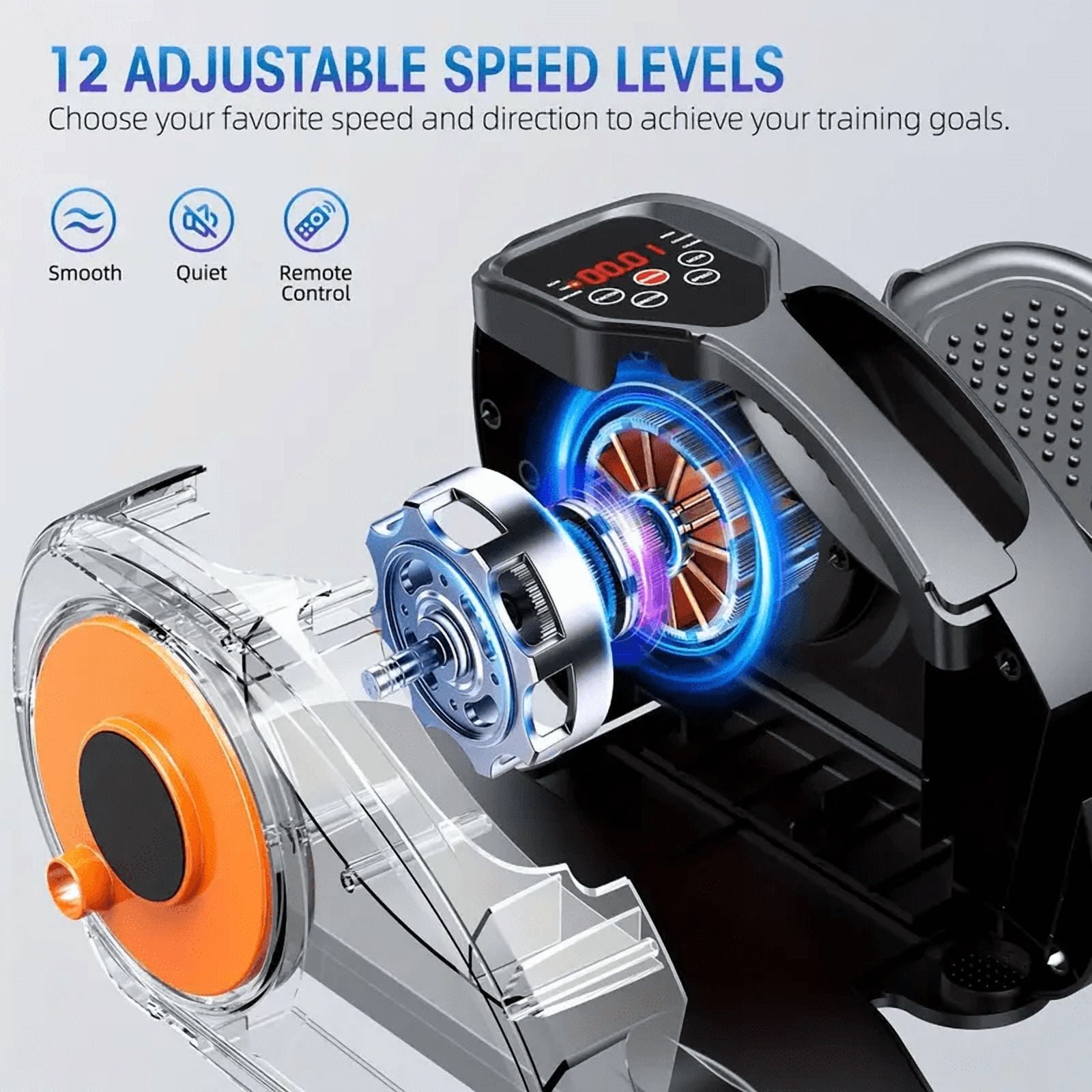 Under Desk Elliptical Machine - Electric, Quiet & Fully Assembled for Seniors. Portable Seated Leg Exerciser with Remote Control. ESL Pedal Trainer