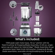 Ninja Detect Kitchen System 72-Oz Blender, Feed Chute with Slicing & Shredding Disc, 3 Speeds, Smoothies, Crush, Chop, Dough, BlendSense Technology, 1700PW, TB400WM Silver