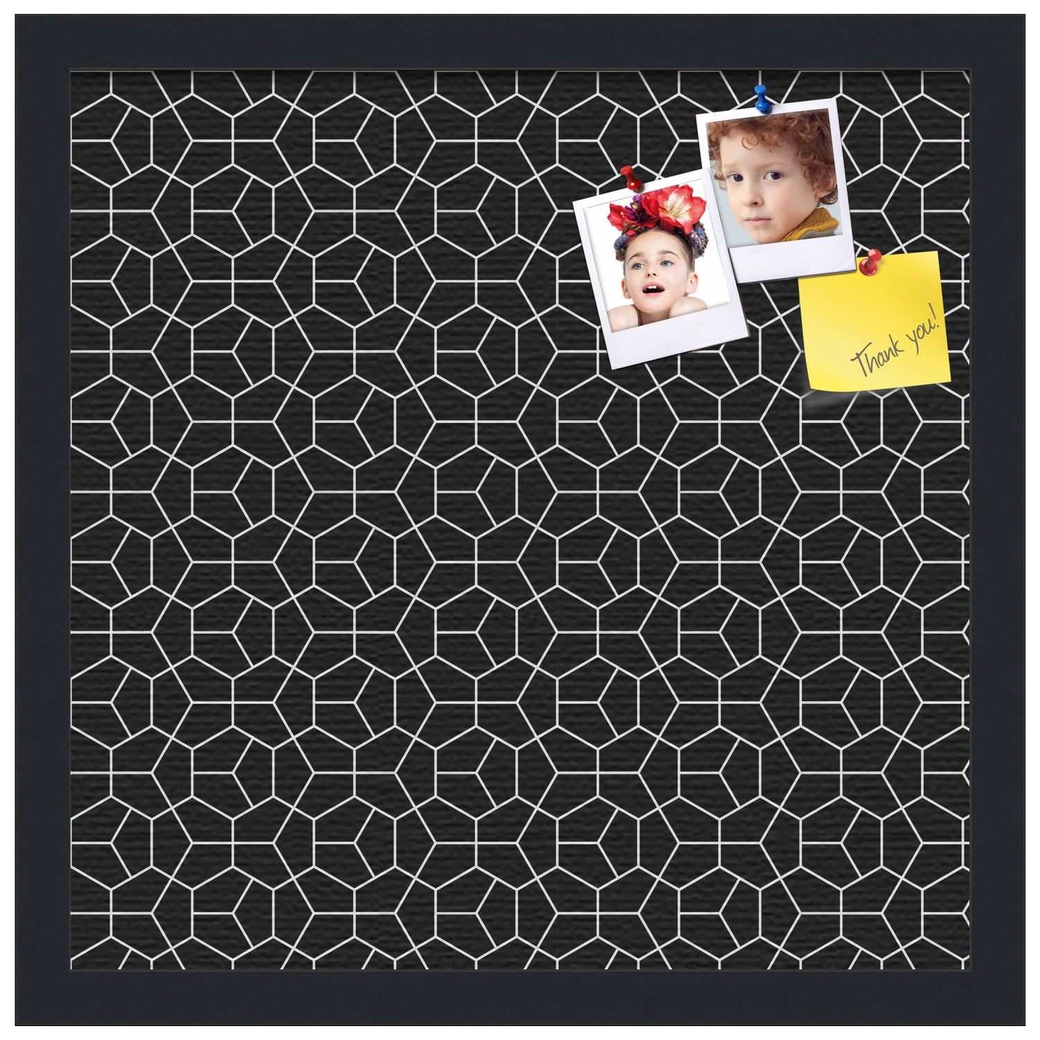 PinPix 16x16 Custom Cork Bulletin Board Modeco Hex W B Poster Board Has a Fabric Style Canvas Finish, Framed in Modeco Hex W B, by ArtToFrames (PinPix-1730)