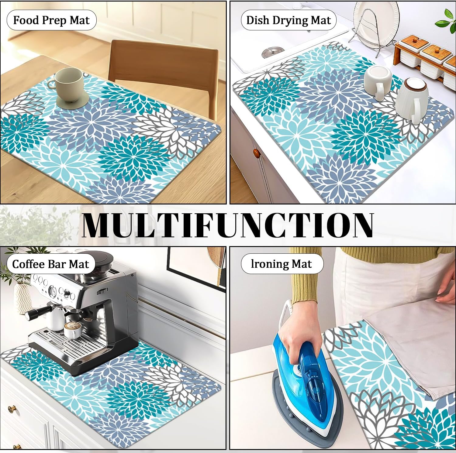 Stove Top Cover for Electric Stove 28 "x 20 ", Teal Bule Flora Heat Resistant Glass Top Stove Cover Protector, Glass Cooktop Covers, Kitchen Flat Stove Top Covers for Electric Stove