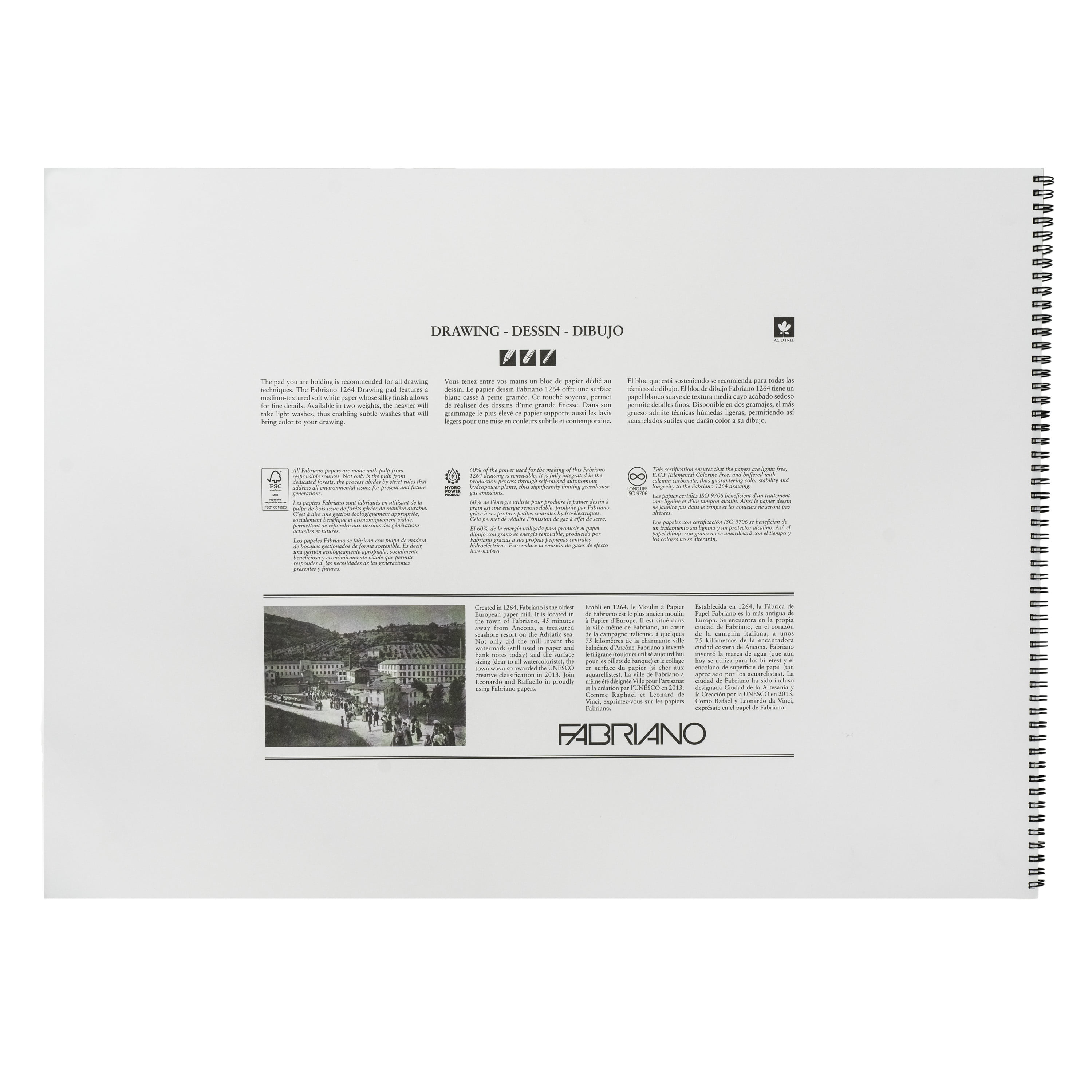 Fabriano Schizzi Sketch Pad, 90 gsm, 8 x 11, 120 Sheets, White