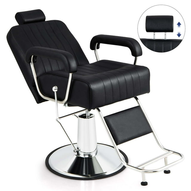 Costway Chaise de Barbier Réglable, Chaise de Salon Hydraulique avec Dossier Inclinable et Pivotement à 360°