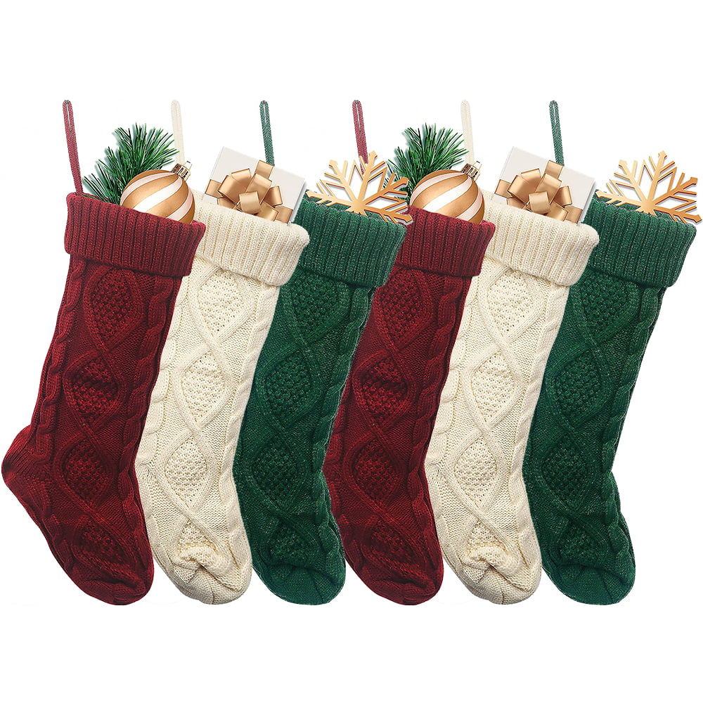 2018 Knit Stockings 2 Pcs Decoration Christmas Stocking Christmas Stockings Set of 2 Rustic Christmas Decorations and Knit Stockings for Family