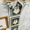 thumbnail image 4 of Wooden Halloween Ornaments Cutout - DIY Blank Unfinished Wood Ghost Shaped for Crafts Hanging Decoration Christmas Holiday Birthday Home Party Decor 8pcs with Twine Hanger, 4 of 6
