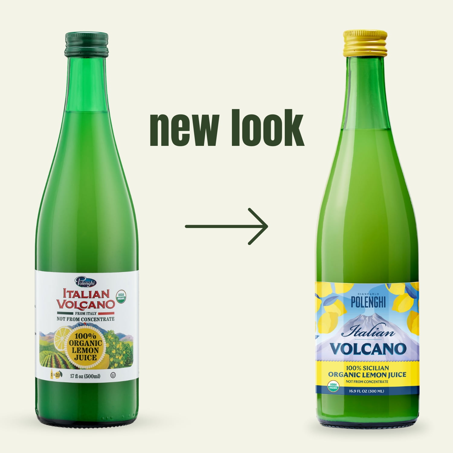 Italian Volcano Organic Lemon Juice, 500ml (Pack of 2)