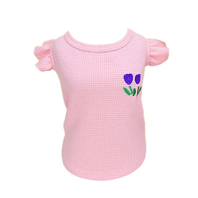 CSChome Gilet pour Animaux de Compagnie, Blouse pour Chien, Manches à Volants, Col Rond, Motif Brodé de Fleurs, Chemise pour Chien, Fournitures pour Animaux de Compagnie