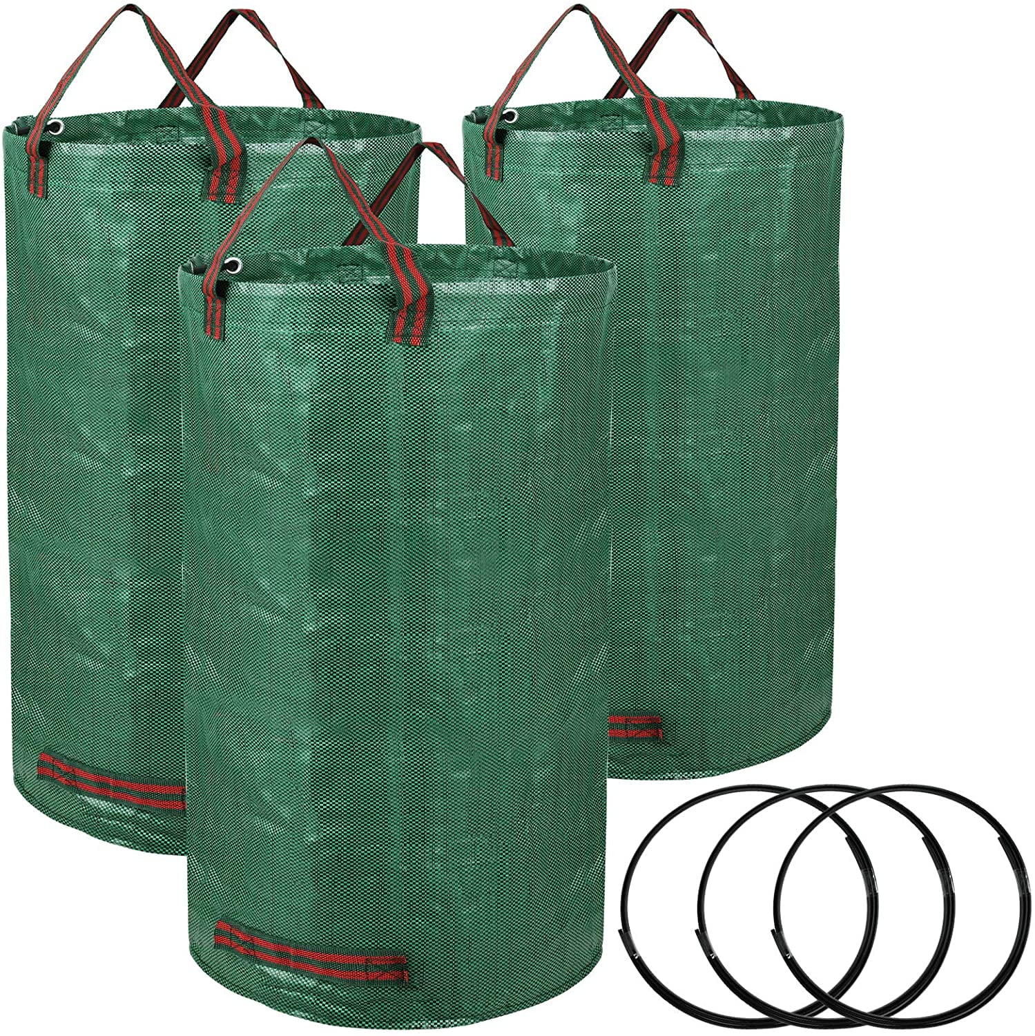 FlowFly Garden Waste Bags Reusable and Collapsible Lawn Leaf Container 3 Pack 72 