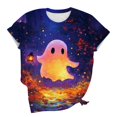 thumbnail image 5 of VKOYWKM Womens Halloween Short Sleeve T-Shirts Ghost Graphic Tees Casual Crew Neck Holiday Tshirts, 5 of 6