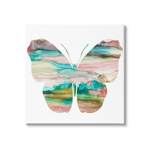 Stupell Industries Layered Watercolor Stripes Butterfly Shape Silhouette Graphic Art Gallery Wrapped Canvas Print Wall Art, Design by Natalie Carpentieri