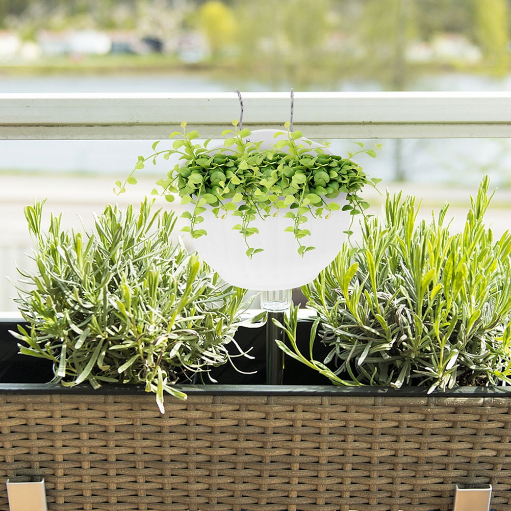 Nicehomfit 3Sets Plastic Hanging Flower Holders White for Home Balcony Office Indoor Plant Storage