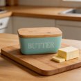 thumbnail image 5 of Butter Dish with Lid,Butter Keeper with Thick Wood Lid,Large Ceramic Butter Container, Kitchen Decor and Accessories for Kitchen Gifts, 5 of 6