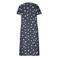 thumbnail image 6 of VSSSJ Women Summer Casual Dresses Heart Printed V Neck Short Sleeve Loose Beach Vacation Swing Midi Long Shift Dress with Pockets, 6 of 6
