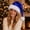 Blue, variant on AVRNLIQ Sequin Santa Hat for Women Sparkly Glitter Christmas Party Cap with Faux Faux Fur Trim Black One Size