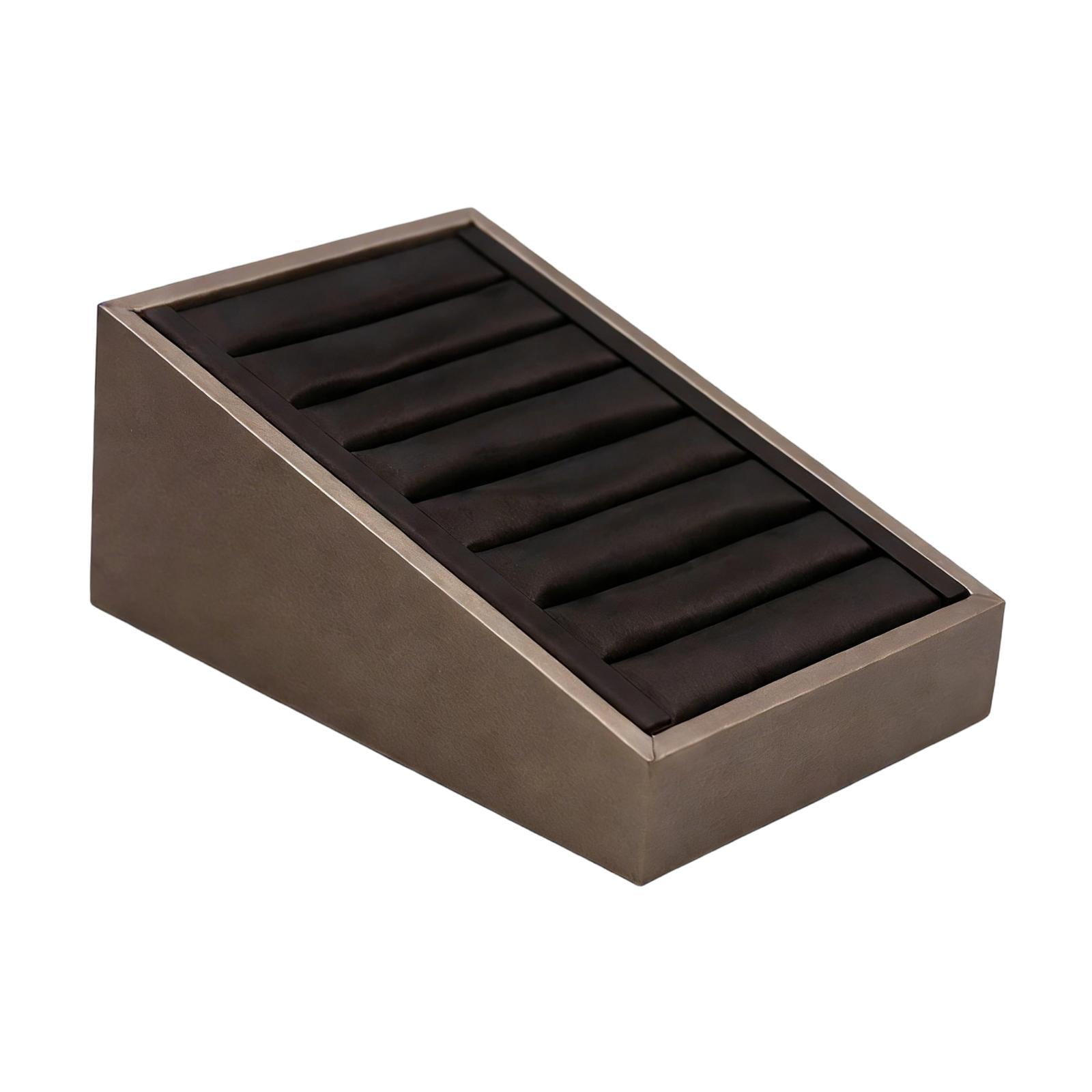 Abbraccia Jewelry Display Stand Organizer Storage Box Leather Ring Holder Bracelet Tray with Multifunctional Design Suitable for Home Retail Exhibition Mom Girl Brown