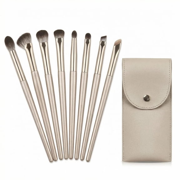 Makeup Brush Set, 8 Gilding Makeup Brushes, Brush for Basic Nose Shadow, Eyebrows, Eye Shadow, Eyeliner, Travel Makeup Brush Set, with Brush Bag