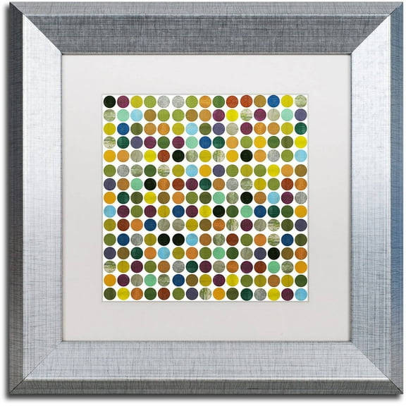 Trademark Fine Art "Rustic Rounds 125" Canvas Art by Michelle Calkins, White Matte, Silver Frame