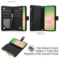 thumbnail image 2 of Decase for Samsung Galaxy A56 5G Wallet Phone Case with Crossbody Lanyard Strap&Wrist Strip,Shockproof Stylish Zipper Pockets Case with Card Slots+Cash Slots,PU Leather Folio Book Design,Black, 2 of 9