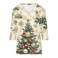 thumbnail image 4 of Joau Women's Ugly Christmas Shirts Glitter Christmas Tree Print 3/4 Length Sleeve V Neck Tunic Tops Holiday Xmas Shirts Graphic Tees Blouse, 4 of 5