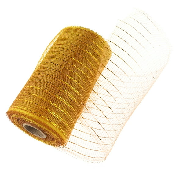 Metallic Craft Mesh Roll, 6x30 Feet Polypropylene Decorative Mesh for DIY Wreaths, Holiday Decor, Gift Baskets, Floral Arrangements, Gold Red White Coffee Colors