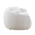 thumbnail image 4 of Mid Century Modern Curved Sofa, 3-Seat Boucle Couch for Living Room, Upholstered Couch with 3 Throw Pillows and Backrest, Accent Sofa Couch for Bedroom, Office, Apartment, Beige, 4 of 7