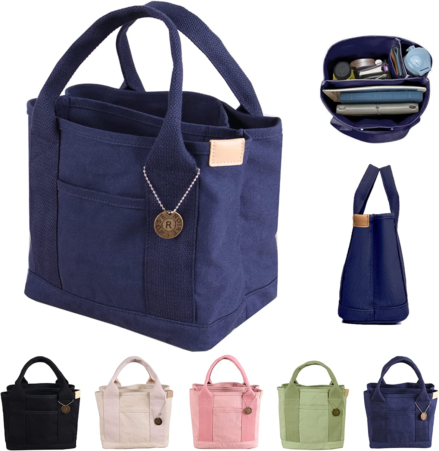 Canvas Tote Bag Women Mini Handbag Tote Bags with Pockets,Canvas