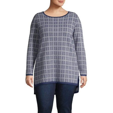 Plus Plaid Step-Hem Tunic