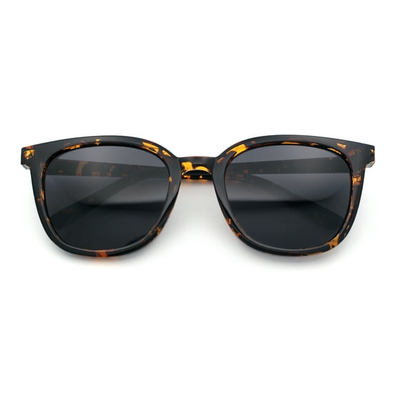 Womens Minimal Horn Rim Classy Boyfriend Normcore Plastic Sunglasses Tortoise - Black