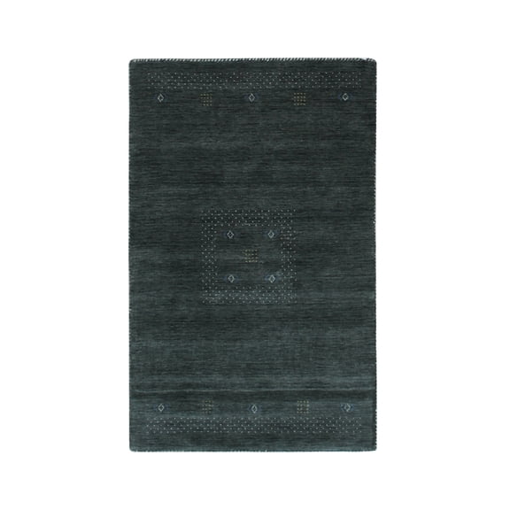 EORC Gray Hand Knotted Wool Modern Modern Loom Rug, 3' x 5'