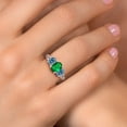 thumbnail image 4 of Gem Stone King 925 Sterling Silver Green Nano Emerald and Persian Blue Moissanite Filigree Style 3 Stone Ring for Women (1.65 Cttw, Oval 8X6MM and 6X4MM) (Size 7), 4 of 6