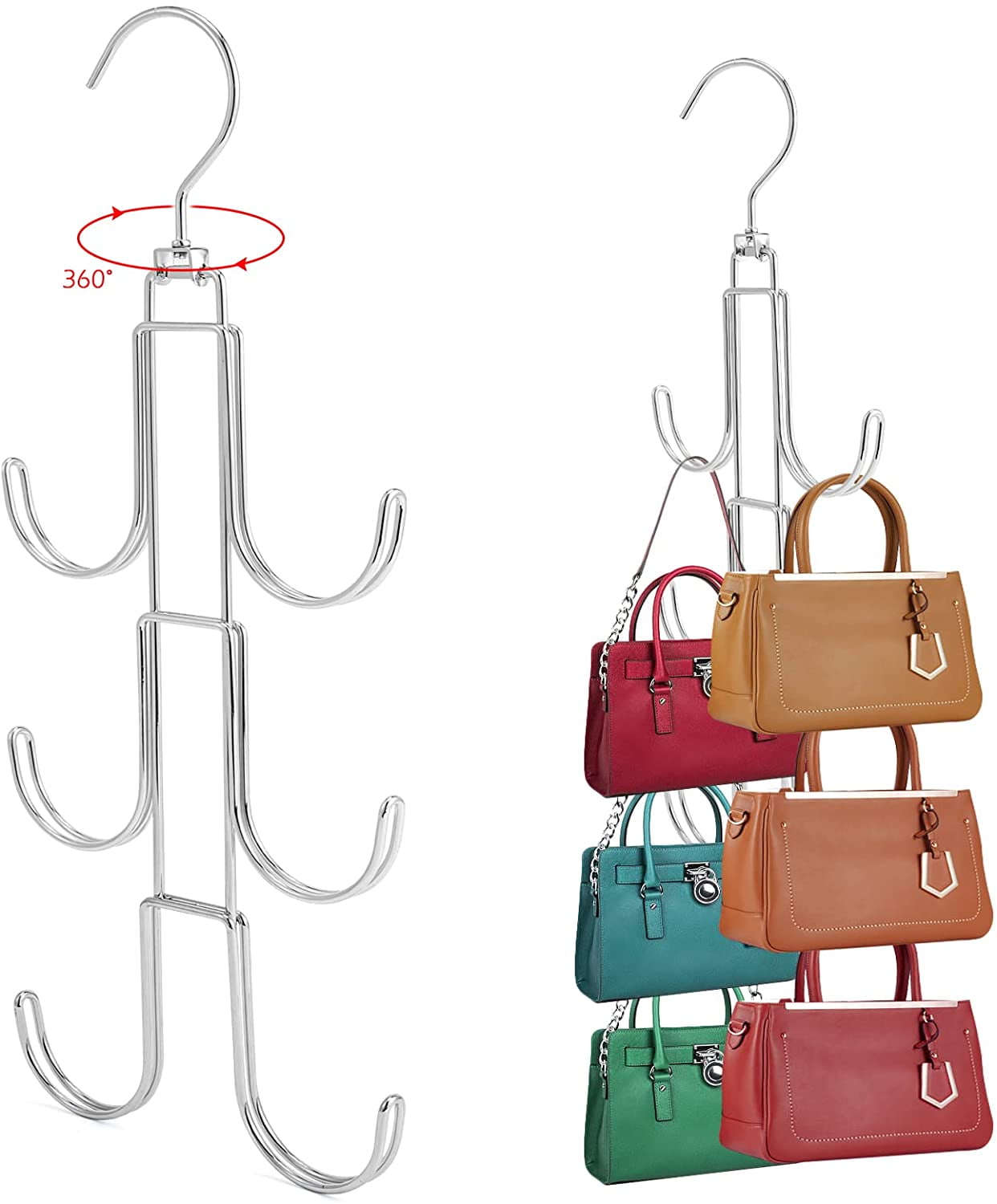 Neza Purse Hanger Purse Organizer For Closet,S Hooks Twist Design Bag Hanger  ,Closet Rod Hooks For Hanging Handbags,Purses,Belts,Scar