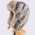 thumbnail image 6 of UTSJKR Trapper Hat for Men Women Winter Leather Fur Hat with Ear Flaps Warmer Russian Ushanka for Cold Weather Snow Ski Hats Coffee, 6 of 9