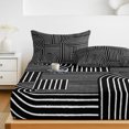 thumbnail image 6 of Twin XL Size Fitted Sheet Set - Black Boho 2 Piece Bedding Sets 16" Deep Pocket Fitted Sheet with 1 Pillowcases, Abstract Geometric Curves Lines Mminimalist Brushed Microfiber Hotel Luxury Bed Sheets, 6 of 9