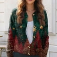 thumbnail image 4 of Women's Fashion Christmas Printed Long Sleeve Knitted Cardigan Button Down Jacket for Holiday Casual Wear and Women's Outerwear with Festive Design,Dark Green,M, 4 of 6