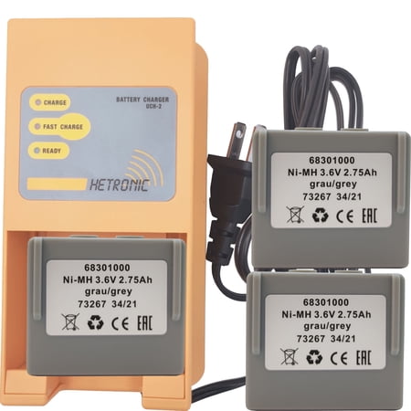 (3Pcs Battery with Charger) UCH-2 Battery Charger UCH2 Input 90-270VAC Out 300/780mA with 3.6 Volt Hetronic 683 01000 Battery Hetronic 68301000 Battery with Charger