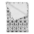 thumbnail image 2 of Magic Moon Soft Flannel Fleece Throw Blanket, Repeating Monochrome Eye Occult Bonfire Crescent Candle Sketch, Cozy Plush for Indoor and Outdoor Use, 60" x 80", Black White, by Ambesonne, 2 of 5