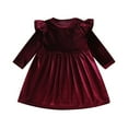 thumbnail image 3 of SILVERCELL 9M-5T Toddler Baby Girls Christmas Velvet Dresses Casual Pleated Dress Long Sleeve Party Dresses, 3 of 8