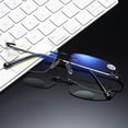 thumbnail image 2 of Bifocal Rimless Reading Glasses Blue Blocking Light Rimless Metal Business Readers, 2 of 5