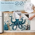 thumbnail image 5 of Coastal Octopus Cabinet Curtain 35"Wx35"L, Dustproof Under Sink Skirt with Self Adhesive Tape, Vintage Beach Teal Coral Nautical Cabinet Curtain Cover for Kitchen Sink, Bathroom Vanity, Laundry Room, 5 of 9