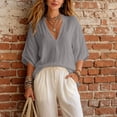 thumbnail image 5 of Bxsruta Womens Tunics V Neck Flowy Casual Shirts Half Sleeve Beach Cover Up Tops, 5 of 8