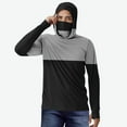 thumbnail image 2 of DDAPJ pyju Mens Sun Hoodie Shirt Color Block Long Sleeve Sun Protection T-Shirts Quick Dry Cooling Hiking Workout Hooded Tops with Mask Gray XXXXL, 2 of 6