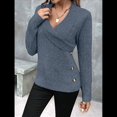 thumbnail image 4 of Suéteres de Larga con Cuello en V para Mujer, Suéteres Cruzados y Fruncidos, Blusas de Otoño Azul Marino XL, 4 of 8