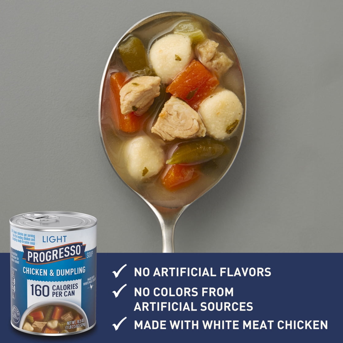 (12 pack) Progresso Light Canned Soup, Chicken and Dumpling Soup, 18.5 oz