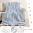 thumbnail image 5 of Blue Striped Blanket Soft Cozy Warm Throw Blanket for Couch, Plush Fuzzy Flannel Fleece Blankets for Sofa, Modern Simple Farmhouse Beige Vintage Bed Blankets Lightweight Gifts for Women, 32"x48", 5 of 9