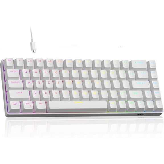 MageGee MK-BOX 60 Percent Wired Gaming Keyboard, Hall Effect Magnetic Switches, RGB Backlit, White