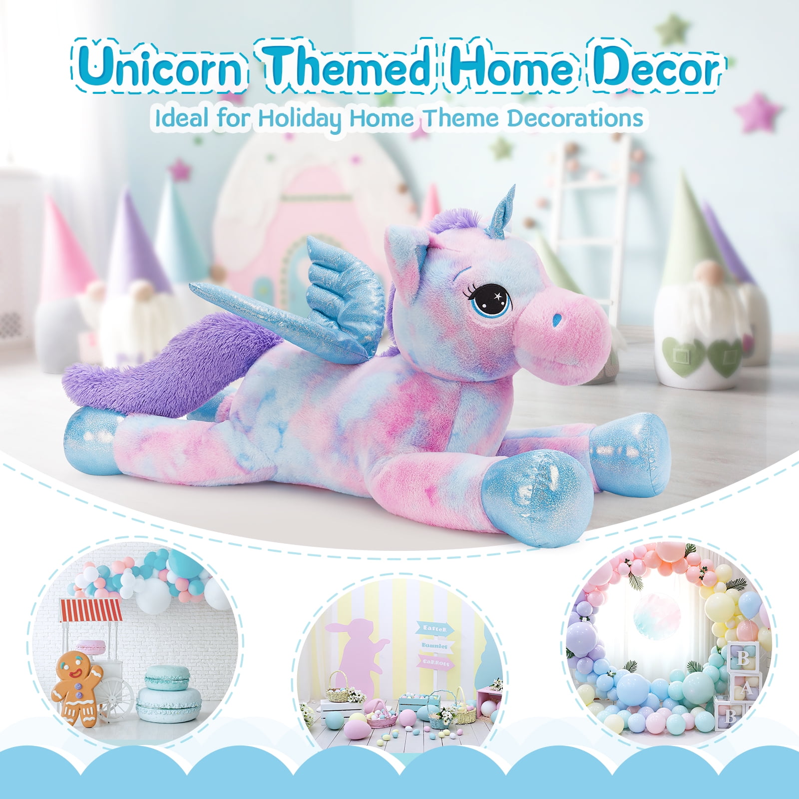 MorisMos 43'' Giant Unicorn Stuffed Animal Soft Unicorn Plush Toy with Wings