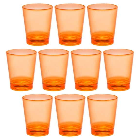 Translucent Plastic Shot Glasses 1.5 oz Set of 10, Bulk Pack - For Weddings, Party, Birthday - Orange