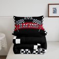 thumbnail image 5 of Catabedysis Extreme Speed Racing Twin Comforter Sets For Boys,Checkered Flag Monogram Print M Bedding Set,Black Reversible,2pcs,1 Comforter and 1 Pillowcase, 5 of 7