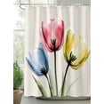 thumbnail image 2 of Shower Curtains Colorful Tulips Bath Curtain Vintage Linen Waterproof Bathroom Shower Curtain Set with Hooks Decoration 72 x 84 Inches, 2 of 7