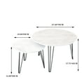 thumbnail image 5 of Yoneston 27.56" Round Nesting Coffee Table Set of 2, Wooden Tabletop End Table with Sturdy Metal Legs for Living Room Bedroom, White, 5 of 12
